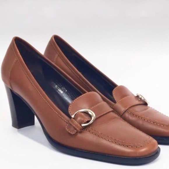 Coach Shoes - Coach Keely Cognac Brown Leather Silver C Accent 8